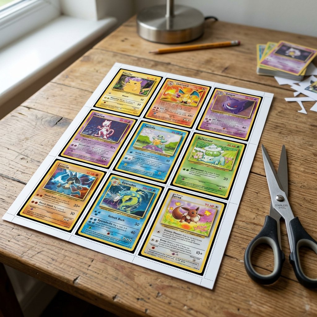 Cartas na mesa prontas para serem recortadas